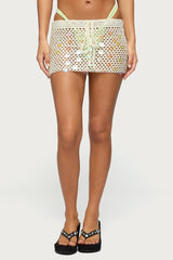 Kirah Sequin Crochet Mini Skirt