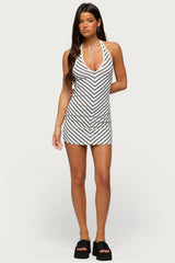 Joan Striped Halter Neck Mini Dress
