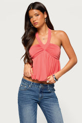 Kristina Gathered Bubble Halter Top