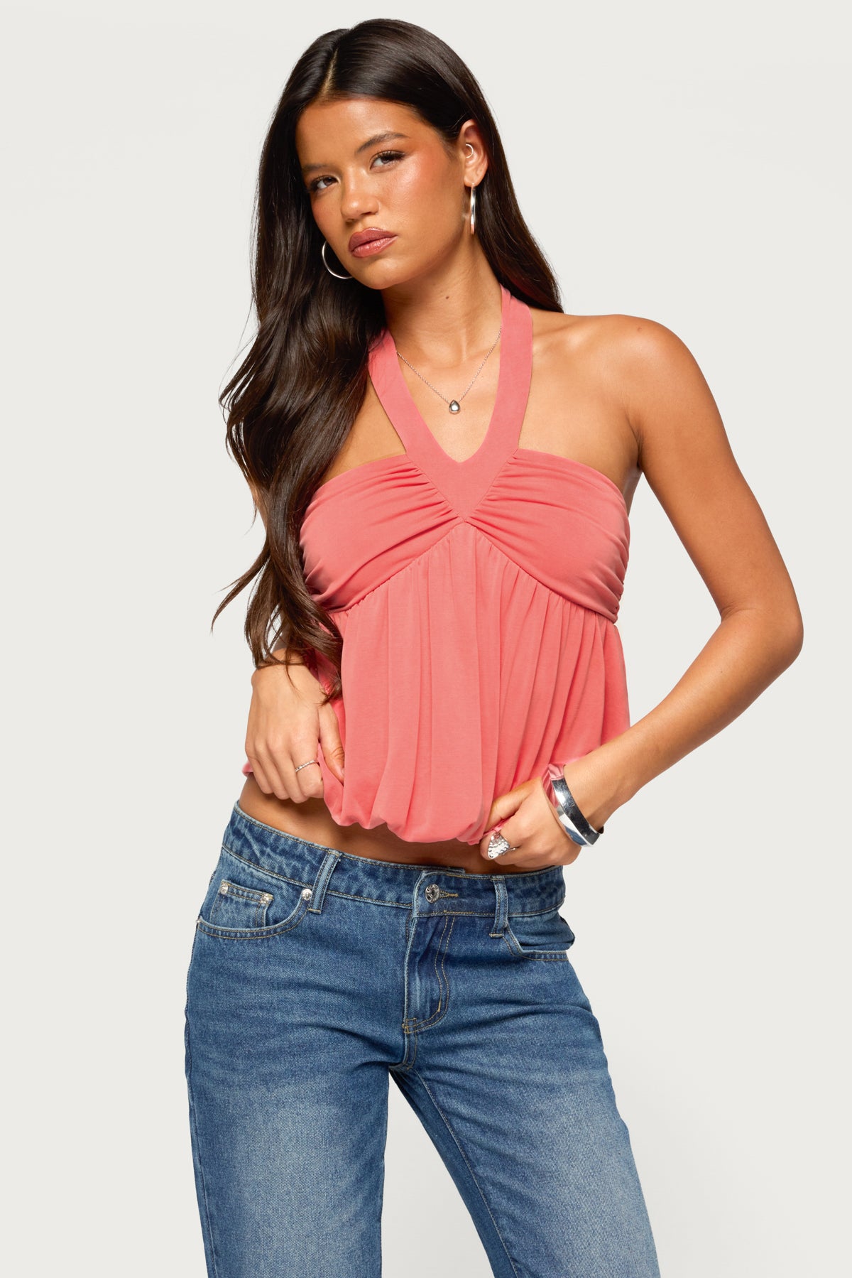 Kristina Gathered Bubble Halter Top