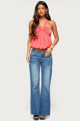 Raiva Rhinestone Low Rise Flared Jeans
