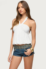 Kristina Gathered Bubble Halter Top