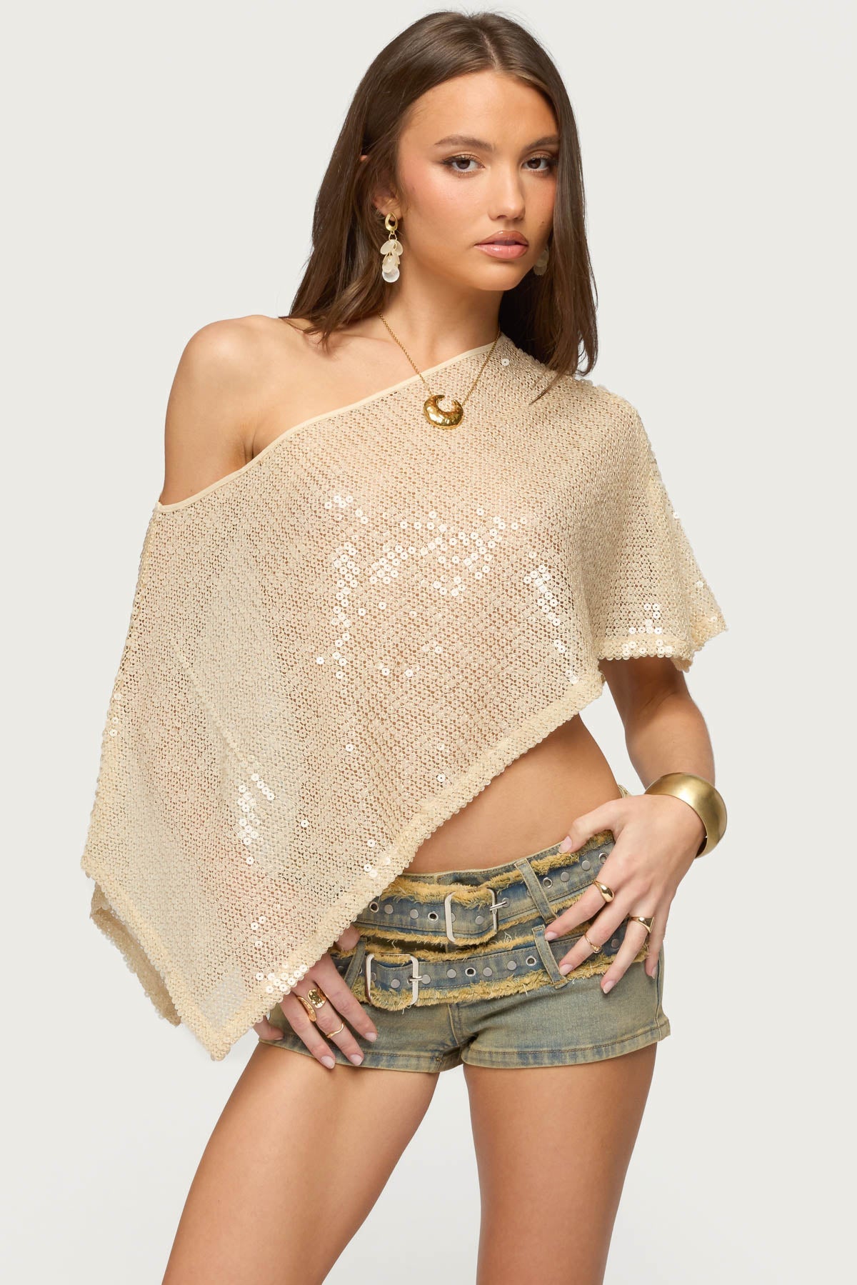 Alanna Sheer Sequin Poncho