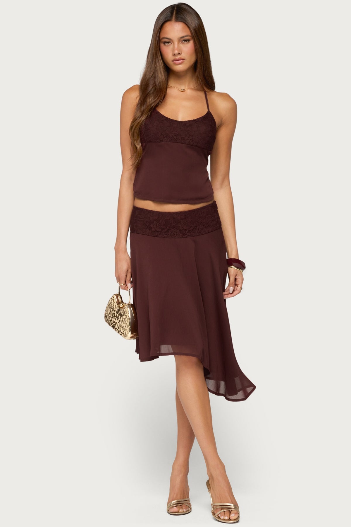Evia Lacey Asymmetric Midi Skirt