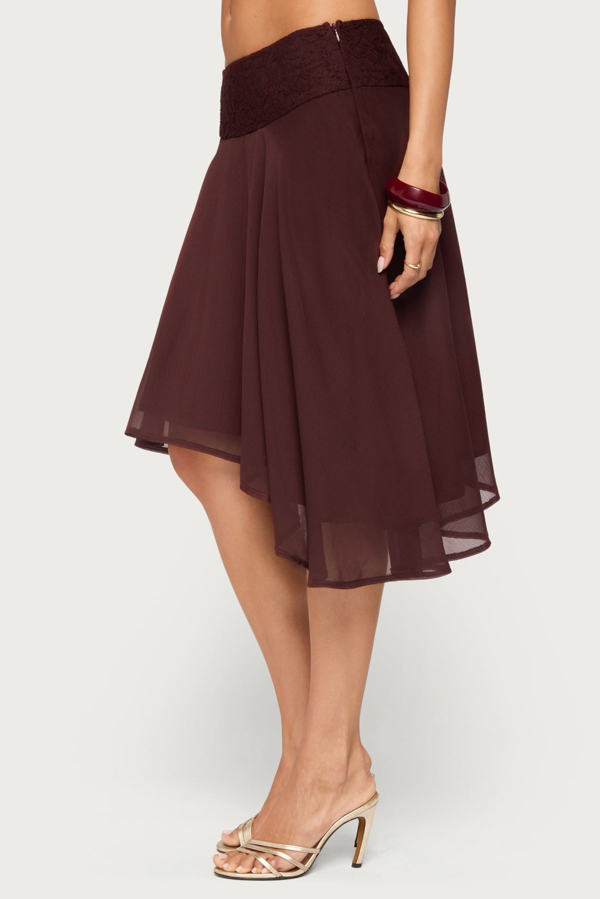 Evia Lacey Asymmetric Midi Skirt