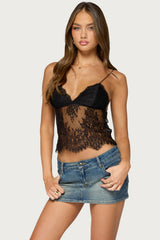 Ottilie Lace & Satin Effect Top