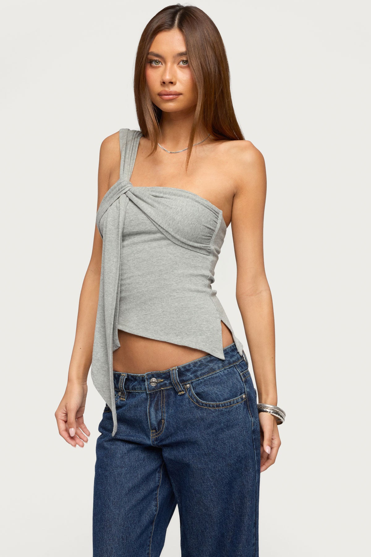 Zoie Draped Tie One Shoulder Top