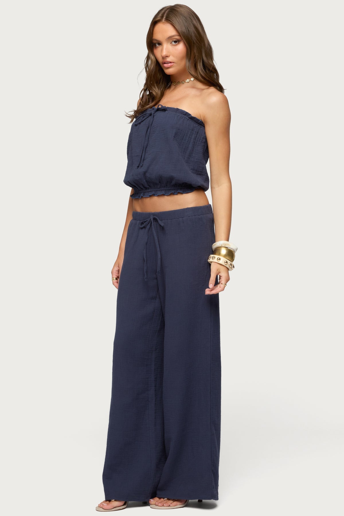 Viktoria Wide Leg Gauze Trousers