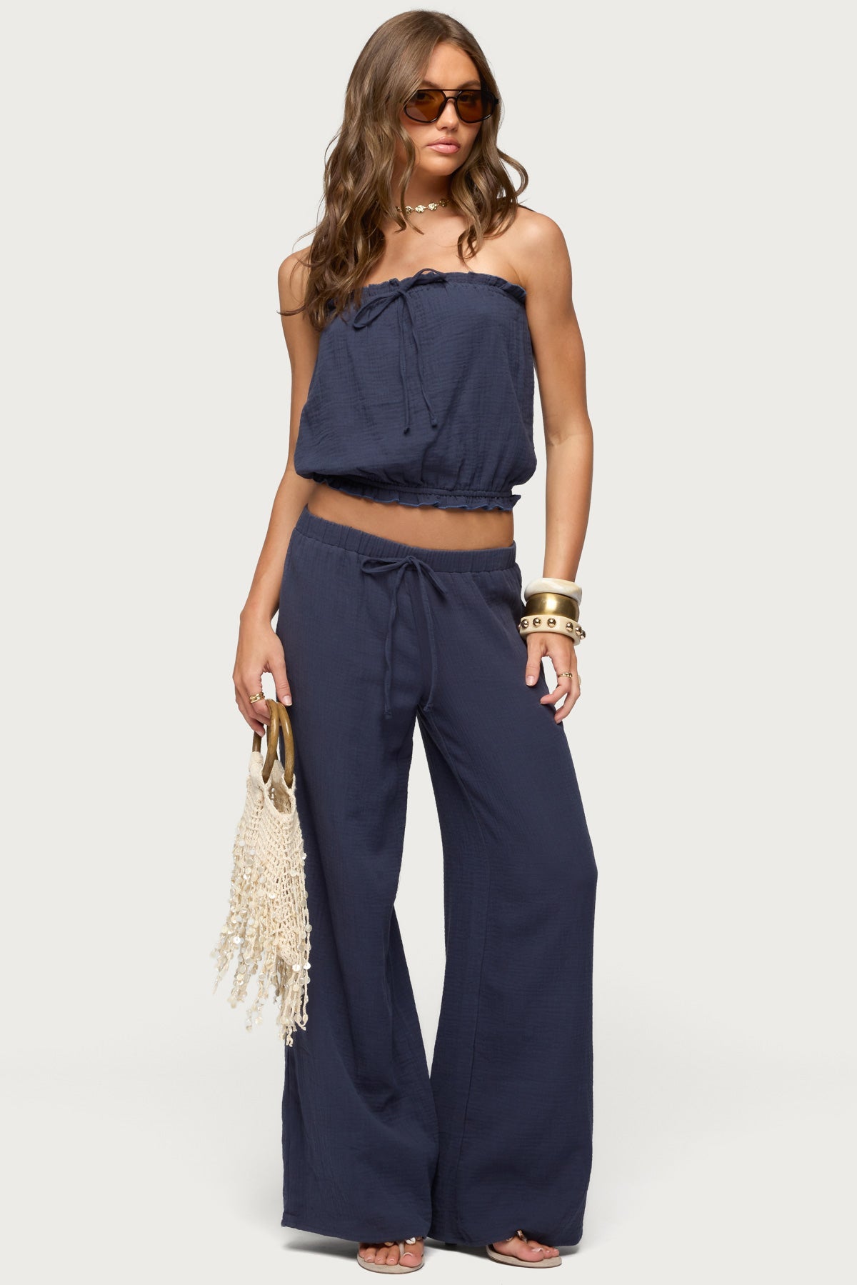Viktoria Wide Leg Gauze Trousers