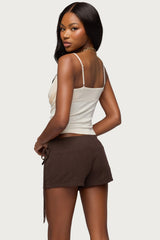 Iridescent Button Layered Cowl Neck Top