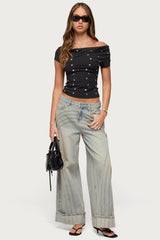 Bijou Metal Snap Cowl Neck Top