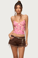 Daneri Metal Ring Floral Corset