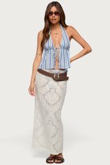Galee Tie Front Linen Look Top