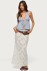 Galee Tie Front Linen Look Top