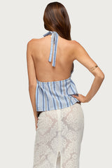 Galee Tie Front Linen Look Top