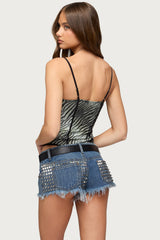 Minerva Zebra Cupped Mesh Bodysuit