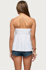 Linen Look Strapless Babydoll Top