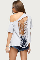 Miah Off Shoulder Shredded Back Top