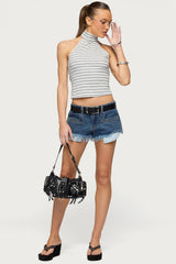 Kay Striped High Neck Halter Top
