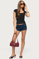 Mookie Square Neck Polka Dot Top