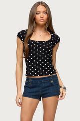 Mookie Square Neck Polka Dot Top