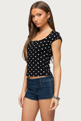 Mookie Square Neck Polka Dot Top