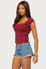 Mookie Square Neck Polka Dot Top