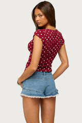 Mookie Square Neck Polka Dot Top