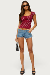 Mookie Square Neck Polka Dot Top