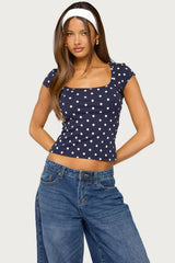 Mookie Square Neck Polka Dot Top
