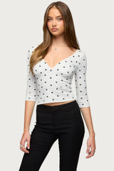 Katey V Neck Polka Dot Top