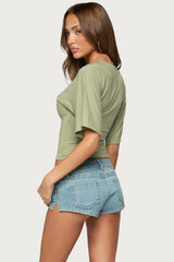 Sully Iridescent Button Wrapped Top