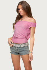 Nolah Metallic Off Shoulder Top