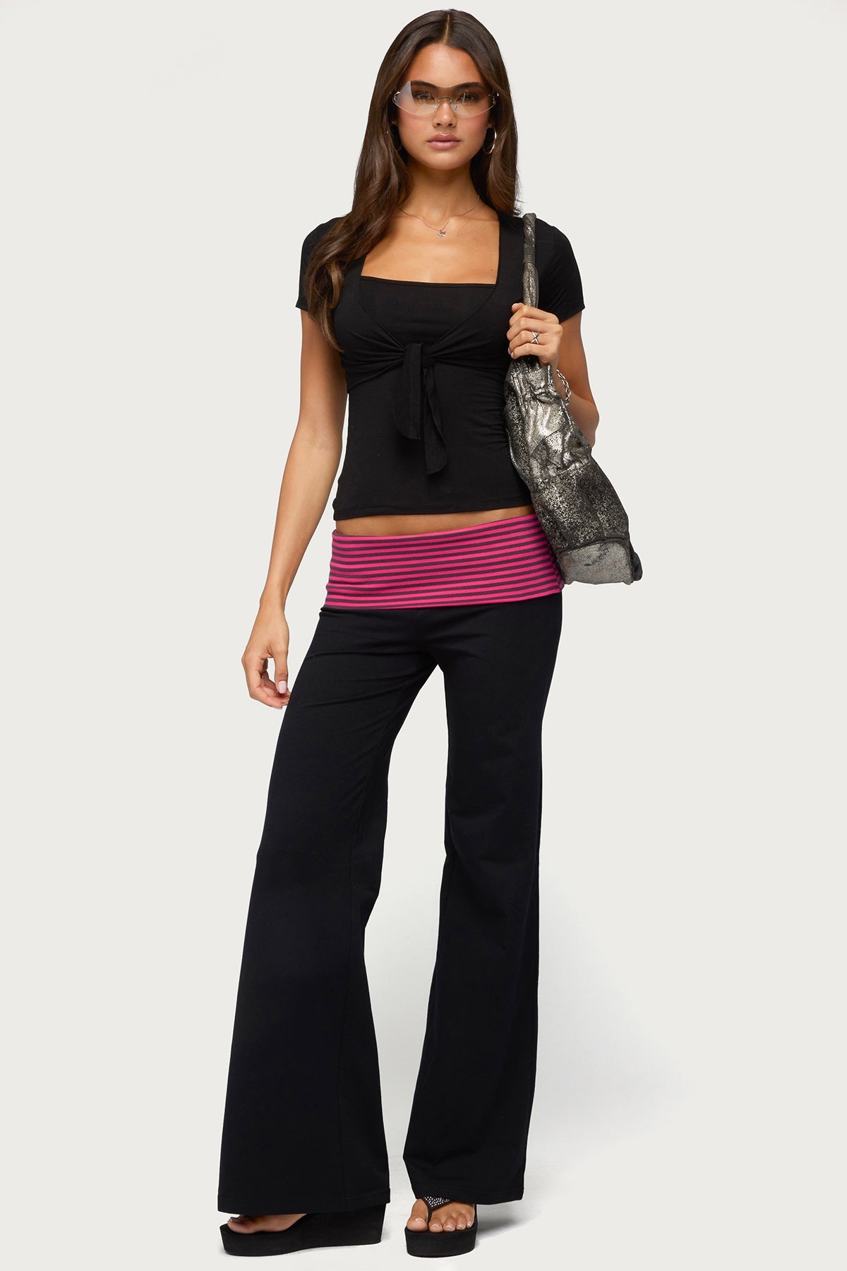 Maci Striped Foldover Trousers