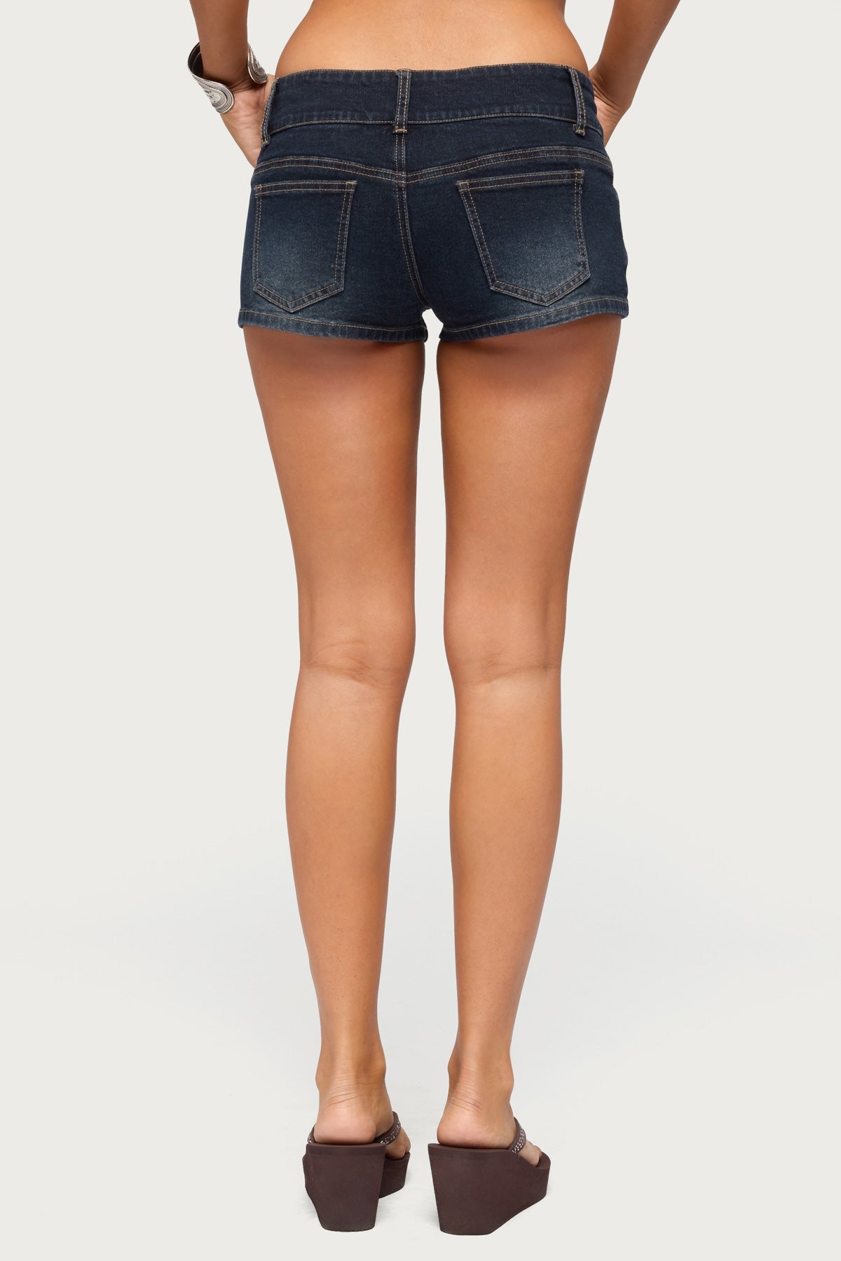 Kelce Belt Stretchy Denim Micro Shorts