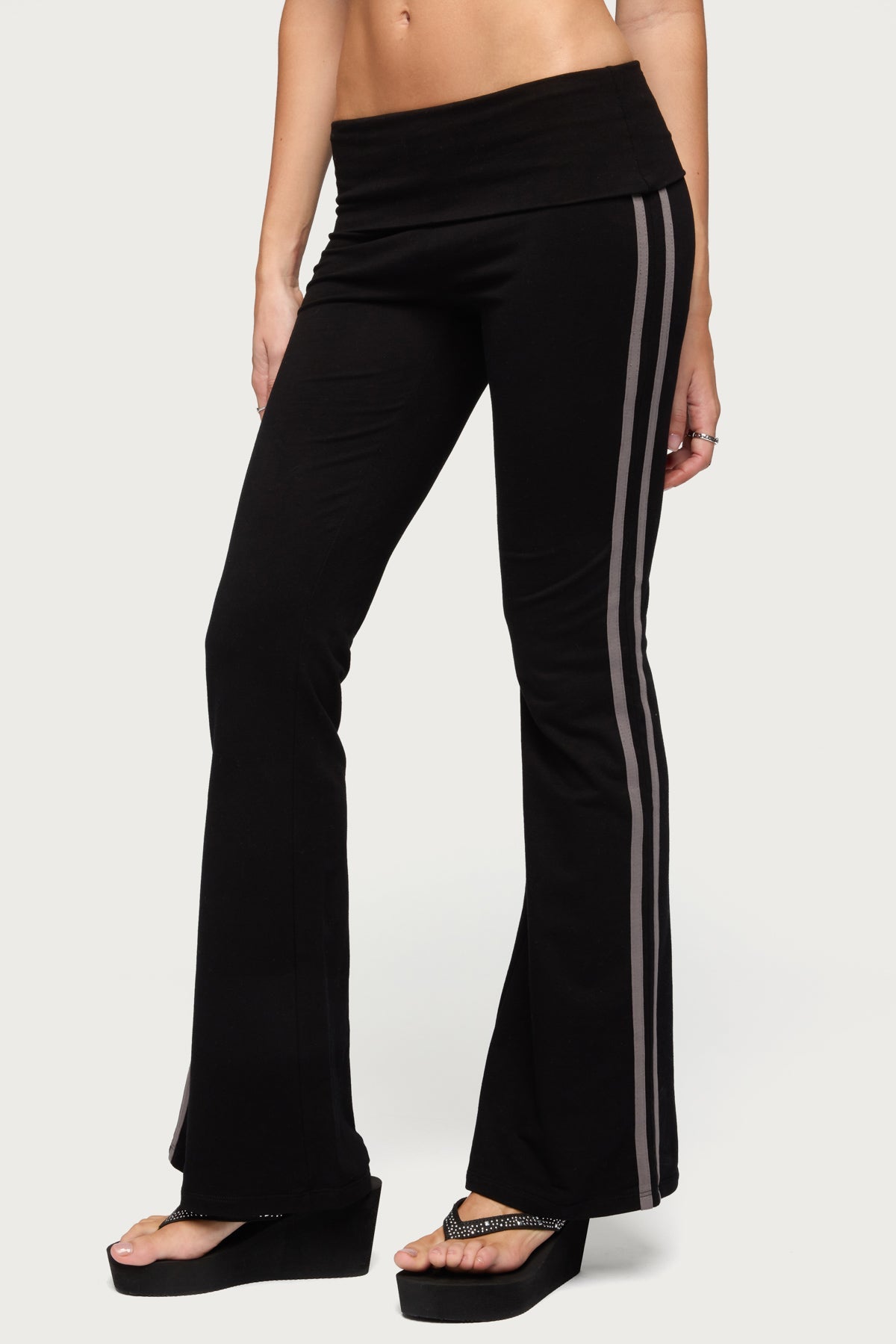 Charly Foldover Stripey Flared Trousers