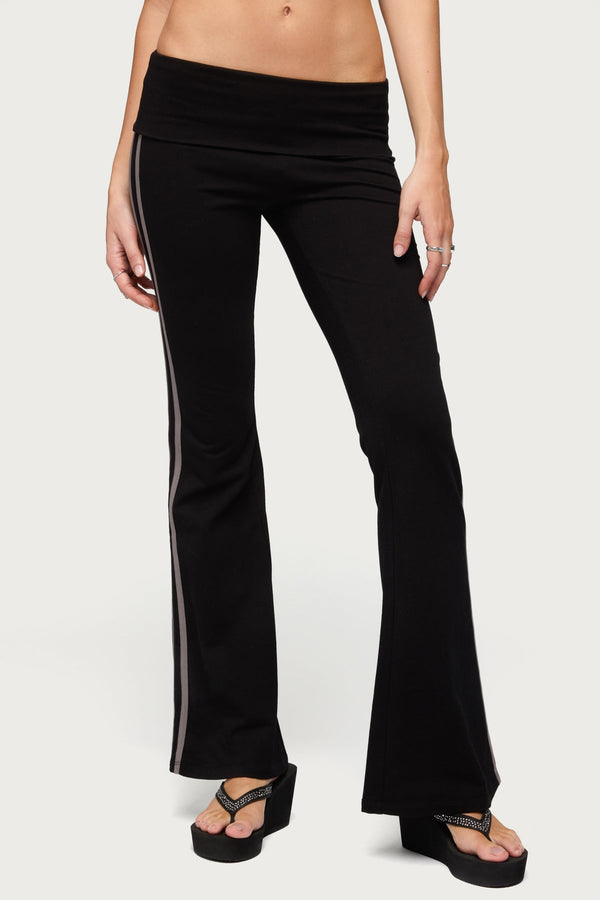 Charly Foldover Stripey Flared Trousers