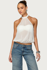 Sheer Built In Bra Bubble Top