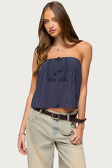 Joycee Tie Front Strapless Top