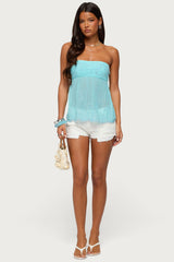 Corra Rhinestone Lace Cutout Top