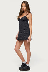 Reigna Lacey Polka Dot Mini Dress