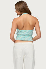 Aquarelle Striped Wrap Halter Top