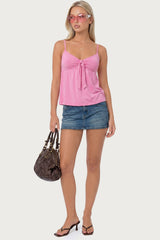 Michey Tie Front Babydoll Tank Top