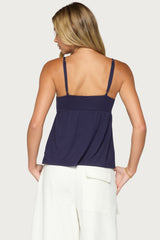 Michey Tie Front Babydoll Tank Top