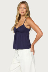 Michey Tie Front Babydoll Tank Top