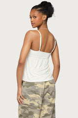 Michey Tie Front Babydoll Tank Top