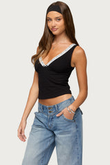 Winney Contrast Lacey Tank Top