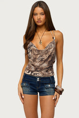 Nell Mixed Animal Print Backless Top