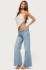Handkerchief Backless Lace Halter Top