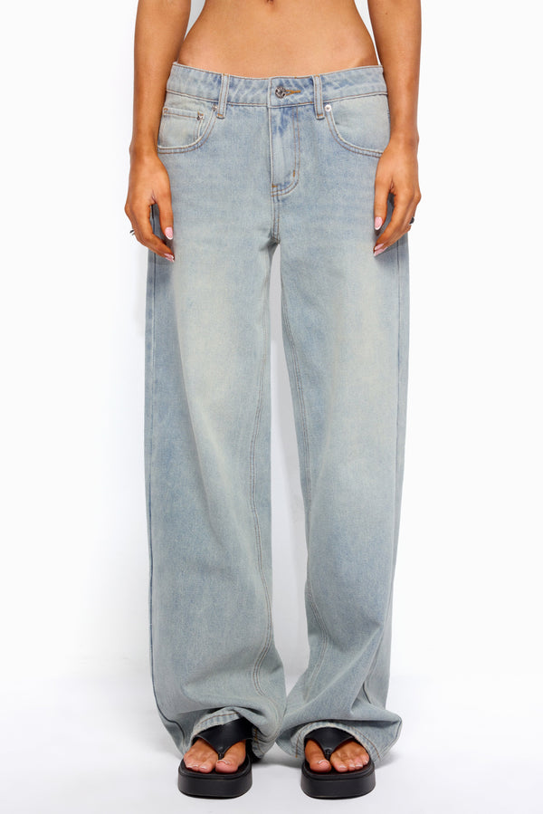 Quintie Mid Rise Straight Leg Jeans